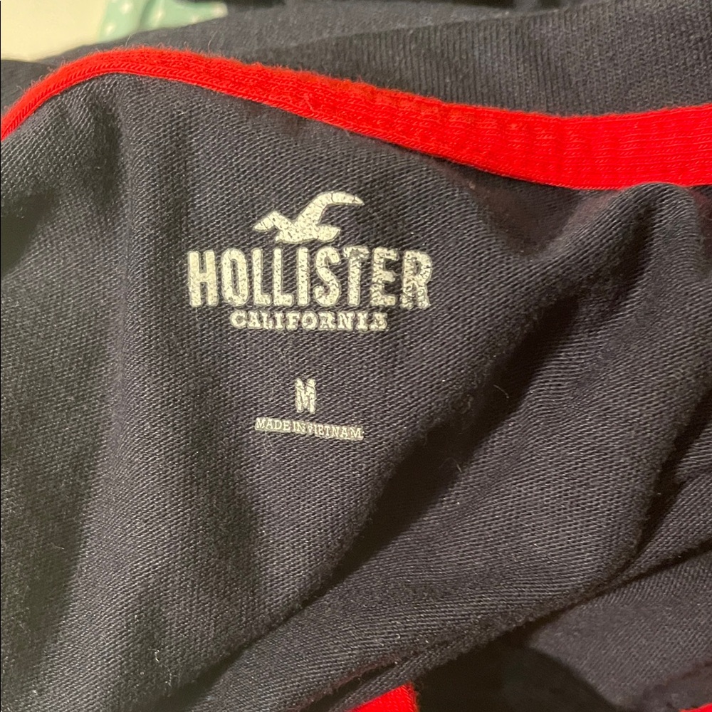 Hollister Dark Blue Tee with Red Trim